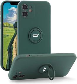 img 4 attached to 📱 ICONFLANG Compatible with iPhone 12 Case, Cover Fit for iPhone 12 6.1 Inch with Ring Holder Kickstand, Magnetic Car Mount Compatible, Anti-Scratch Shock Absorption Protective Case (Dark Green)