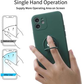 img 1 attached to 📱 ICONFLANG Compatible with iPhone 12 Case, Cover Fit for iPhone 12 6.1 Inch with Ring Holder Kickstand, Magnetic Car Mount Compatible, Anti-Scratch Shock Absorption Protective Case (Dark Green)