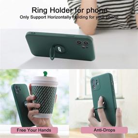 img 2 attached to 📱 ICONFLANG Compatible with iPhone 12 Case, Cover Fit for iPhone 12 6.1 Inch with Ring Holder Kickstand, Magnetic Car Mount Compatible, Anti-Scratch Shock Absorption Protective Case (Dark Green)