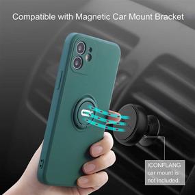 img 3 attached to 📱 ICONFLANG Compatible with iPhone 12 Case, Cover Fit for iPhone 12 6.1 Inch with Ring Holder Kickstand, Magnetic Car Mount Compatible, Anti-Scratch Shock Absorption Protective Case (Dark Green)