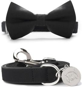 img 4 attached to United Pups Classy Black Collar Bow Tie and Leash Set