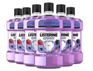 🍇 listerine smart rinse kids alcohol-free anticavity sodium fluoride mouthwash, ada accepted orthodontic rinse for dental cavity protection, berry splash flavor for children's oral care, 500 ml (pack of 6) logo