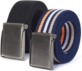 img 4 attached to 👔 Brushed Silver Nickel Flip Top Canvas Men's Accessories for Belts