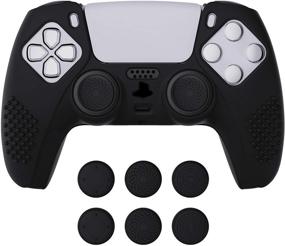 img 4 attached to 🎮 PlayStation 5 Controller Cover - eXtremeRate PlayVital Black 3D Studded Edition: Anti-Slip Silicone Skin with 6 Black Thumb Grip Caps - Soft Rubber Case Protector for PS5 Wireless Controller
