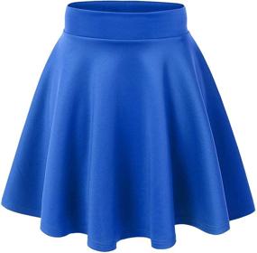 img 4 attached to 👗 Loxdonz Flared Mini Skater Skirt for Girls and Women - Versatile, Stretchy Waist, Casual, and Pleated