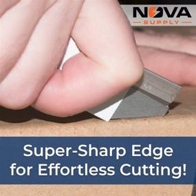 img 1 attached to 🪒 100 Pack of Ultra Sharp Steel Razor Scraper Blades by Nova Supply - USA-Made, Enhanced for Scrapers and Cutting Tools. Includes Cardboard Carton Cutter Tool in a Safe Reclosable Box!