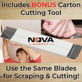 img 3 attached to 🪒 100 Pack of Ultra Sharp Steel Razor Scraper Blades by Nova Supply - USA-Made, Enhanced for Scrapers and Cutting Tools. Includes Cardboard Carton Cutter Tool in a Safe Reclosable Box!