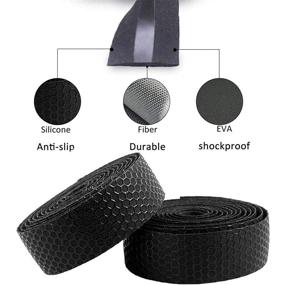 img 1 attached to 🚲 High-Quality Road Bike Handlebar Tape: Colorful EVA Foam PU Leather with Bar End Plugs - 2PCS Set (Black 3mm)