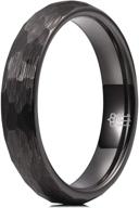 three keys jewelry black brushed tungsten rings for men and women - hammered design - 4mm, 6mm, 8mm - perfect for engagement and wedding bands logo