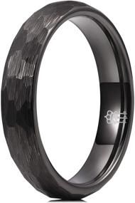 img 4 attached to THREE KEYS JEWELRY Black Brushed Tungsten Rings for Men and Women - Hammered Design - 4mm, 6mm, 8mm - Perfect for Engagement and Wedding Bands