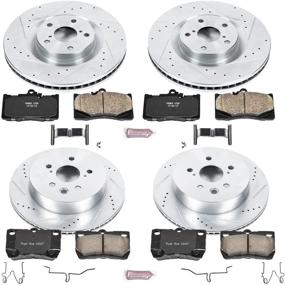 img 2 attached to Улучшенная тормозная производительность: Комплект тормозных колодок Power Stop K5869 для передних и задних колес с перфорированными и пазовыми тормозными дисками из углеродного волокна Z23 🔥.