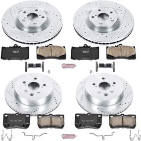 img 1 attached to Улучшенная тормозная производительность: Комплект тормозных колодок Power Stop K5869 для передних и задних колес с перфорированными и пазовыми тормозными дисками из углеродного волокна Z23 🔥.