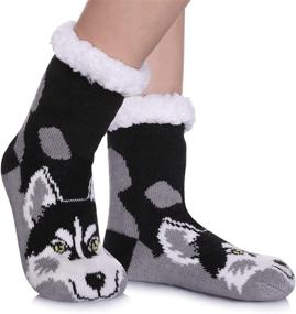 img 4 attached to LANLEO Kids Boys Girls Cute Animal Slipper Socks - Fuzzy Soft Warm Thick Fleece Lined Winter Socks for Children's Christmas Stockings