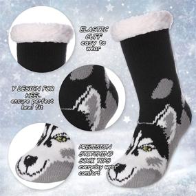 img 1 attached to LANLEO Kids Boys Girls Cute Animal Slipper Socks - Fuzzy Soft Warm Thick Fleece Lined Winter Socks for Children's Christmas Stockings