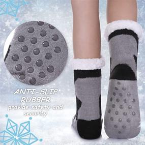 img 3 attached to LANLEO Kids Boys Girls Cute Animal Slipper Socks - Fuzzy Soft Warm Thick Fleece Lined Winter Socks for Children's Christmas Stockings