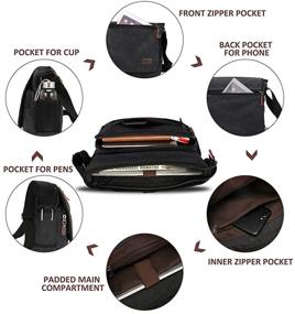 img 2 attached to Стильная мужская сумка "Modoker Messenger Bag": сумка для ноутбука 13 дюймов, плотный холст, плечевой ремень, карман для бутылки.