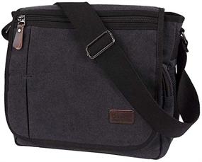img 4 attached to Стильная мужская сумка "Modoker Messenger Bag": сумка для ноутбука 13 дюймов, плотный холст, плечевой ремень, карман для бутылки.