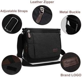img 3 attached to Стильная мужская сумка "Modoker Messenger Bag": сумка для ноутбука 13 дюймов, плотный холст, плечевой ремень, карман для бутылки.