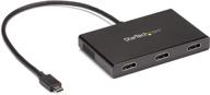 startech.com usb-c to triple hdmi video splitter - 3-port multi monitor adapter - usb type-c to hdmi mst hub - dual 4k 30hz or triple 1080p - thunderbolt 3 compatible - windows only (mstcdp123hd) logo