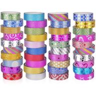 🌈 glitter washi tape set – 40 rolls diy decorative tape collection for deco & crafts, solid multi glittery colors and various patterns by cheerlyhood logo