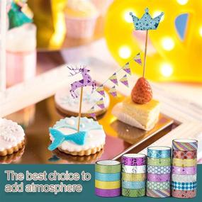 img 2 attached to 🌈 Glitter Washi Tape Set – 40 Rolls DIY Decorative Tape Collection for Deco & Crafts, Solid Multi Glittery Colors and Various Patterns by Cheerlyhood