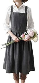 img 4 attached to 👩 Cotton Linen Bib Apron - Cross Back Work Apron for Cooking, Baking, Gardening by INNIFER