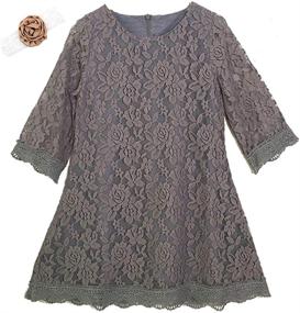 img 4 attached to 🌸 KISSOURBABY Girls Vintage Lace Flower Dress - Boho Party Princess Dress with 3/4 Sleeves