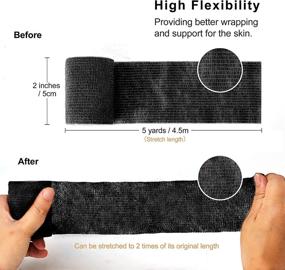 img 2 attached to 🏥 12-Pack Black Self Adhesive Bandage Wrap | 2 inch x 5 Yards | Medical Cohesive Bandage Self Adherent Wrap | Vet Wrap Athletic Tape | Ideal for Sports, First Aid, Knee, Ankle, and Wrist Sprains