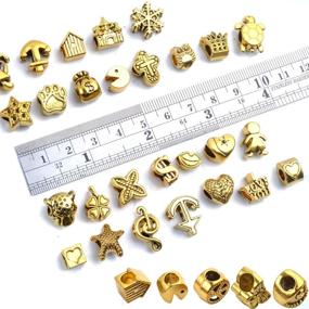 img 3 attached to Antique Gold Plated Metal Beads Charm Set - 40pcs for DIY Jewelry Making Bracelets & Pendants