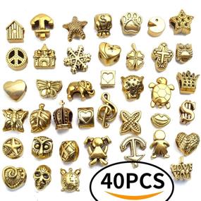 img 2 attached to Antique Gold Plated Metal Beads Charm Set - 40pcs for DIY Jewelry Making Bracelets & Pendants