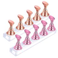 💅 multi-functional acrylic nail display stand with magnetic nail tip holders - rose gold+metal pink logo