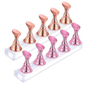 img 4 attached to 💅 Multi-functional Acrylic Nail Display Stand with Magnetic Nail Tip Holders - Rose Gold+Metal Pink