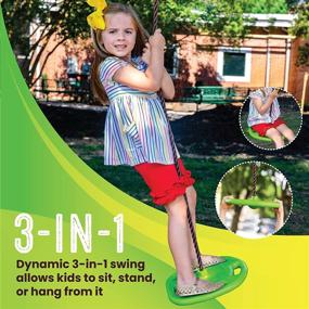 img 2 attached to Swurfer Tree Swing Ring: 3-in-1 Outdoor Disc Swing with Climbing Rope for Kids - Supports 150 Pounds, Attaches to Trees & Swing Sets in Backyards/Play Sets