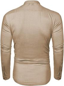 img 2 attached to LecGee Sleeve Henley Cotton Hippie Men's Clothing for Shirts