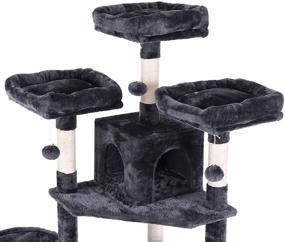 img 1 attached to BEWSIHOME Cat Tree: 66.3 Inch Multi-Level Large Cat Tower with Plush Top Perches, Sisal Scratching Post and Kitty Play House - A Complete Activity Center for Your Feline Friend (Model MMJ14)