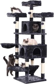 img 4 attached to BEWSIHOME Cat Tree: 66.3 Inch Multi-Level Large Cat Tower with Plush Top Perches, Sisal Scratching Post and Kitty Play House - A Complete Activity Center for Your Feline Friend (Model MMJ14)