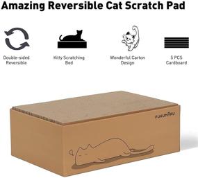 img 1 attached to FUKUMARU Cat Scratcher Cardboard 5 PCS with Box: Reversible Scratch Pad and Corrugated Bed for Your Kitty