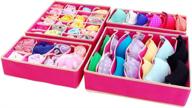 🎀 sitake 4-pack foldable closet underwear organizer - storage boxes for underwear, bras, socks, ties, belts, tank tops - drawer dresser divider - closet organizers (pink) логотип