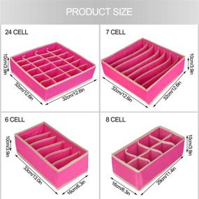 img 3 attached to 🎀 SITAKE 4-Pack Foldable Closet Underwear Organizer - Storage Boxes for Underwear, Bras, Socks, Ties, Belts, Tank Tops - Drawer Dresser Divider - Closet Organizers (Pink)