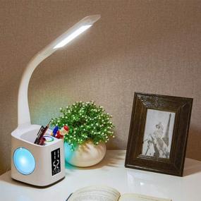 img 2 attached to Wanjiaone Study LED Desk Lamp: USB Charging, Calendar, Color Night Light & More!