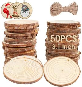 img 4 attached to 🌲 AerWo Natural Wood Slices - 50 Pcs Craft Wood Kit for DIY Crafts & Christmas Ornaments