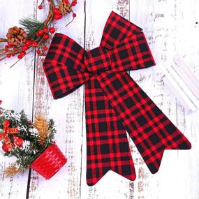 img 2 attached to 🎀 6-Pack Red Buffalo Plaid Christmas Bows - Festive Holiday Wreaths & Xmas Velvet Bows for Christmas Party Decoration