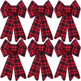 img 4 attached to 🎀 6-Pack Red Buffalo Plaid Christmas Bows - Festive Holiday Wreaths & Xmas Velvet Bows for Christmas Party Decoration