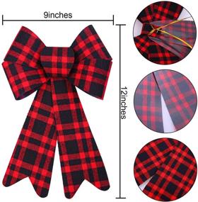 img 3 attached to 🎀 6-Pack Red Buffalo Plaid Christmas Bows - Festive Holiday Wreaths & Xmas Velvet Bows for Christmas Party Decoration