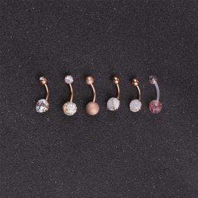 img 1 attached to 🌹 CZCCZC 14G Marble Stone Stainless Steel Belly Button Rings: Natural Mixed Stone Navel Rings for Women & Girls, Body Piercing Jewelry