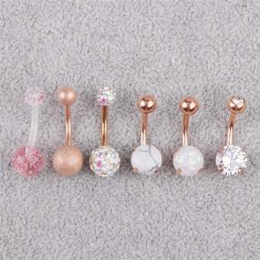 img 2 attached to 🌹 CZCCZC 14G Marble Stone Stainless Steel Belly Button Rings: Natural Mixed Stone Navel Rings for Women & Girls, Body Piercing Jewelry