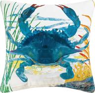 подушка c&f home blue crab coastal premium для интерьера и экстерьера 18 x 18 - патио декор, декоративная подушка с дизайном голубого краба. логотип