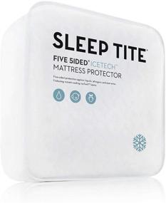 img 4 attached to Malouf Queen Size Sleep TITE Five IceTech Водонепроницаемый матрас Protector - Улучшенная технология охлаждения с верхней и боковой защитой - Белый