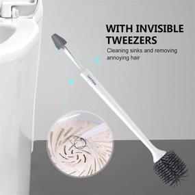 img 1 attached to 🚽 Silicone Bristle Toilet Brush and Holder Set for Bathroom with Invisible Tweezers & Quick-Drying Design - Colel Toilet Bowl Cleaner Brush and Holder