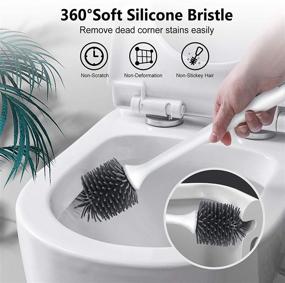 img 3 attached to 🚽 Silicone Bristle Toilet Brush and Holder Set for Bathroom with Invisible Tweezers & Quick-Drying Design - Colel Toilet Bowl Cleaner Brush and Holder